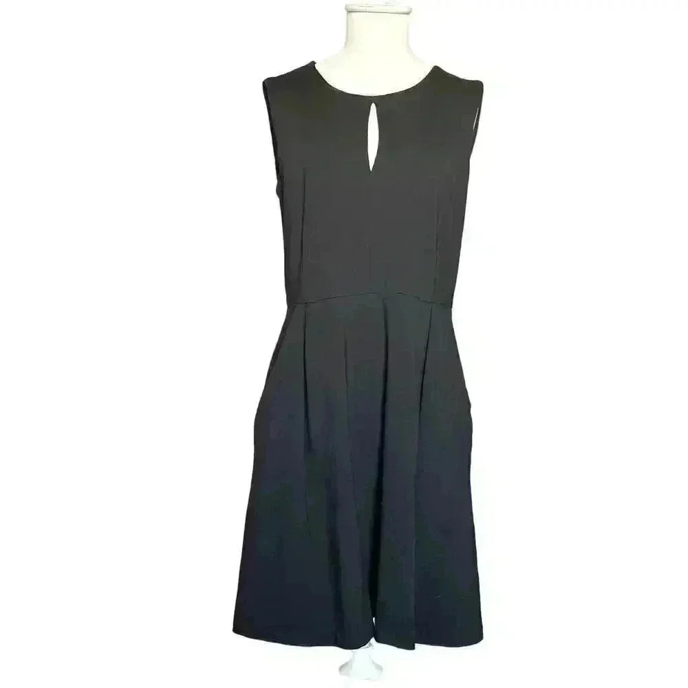 Cynthia Rowley Sleeveless Black Knee Length Pockets Size L
